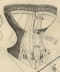 Model gorsetu z zapieciem od frontu [La Mode Illustree No.14, 1 kwietnia 1860 r.]